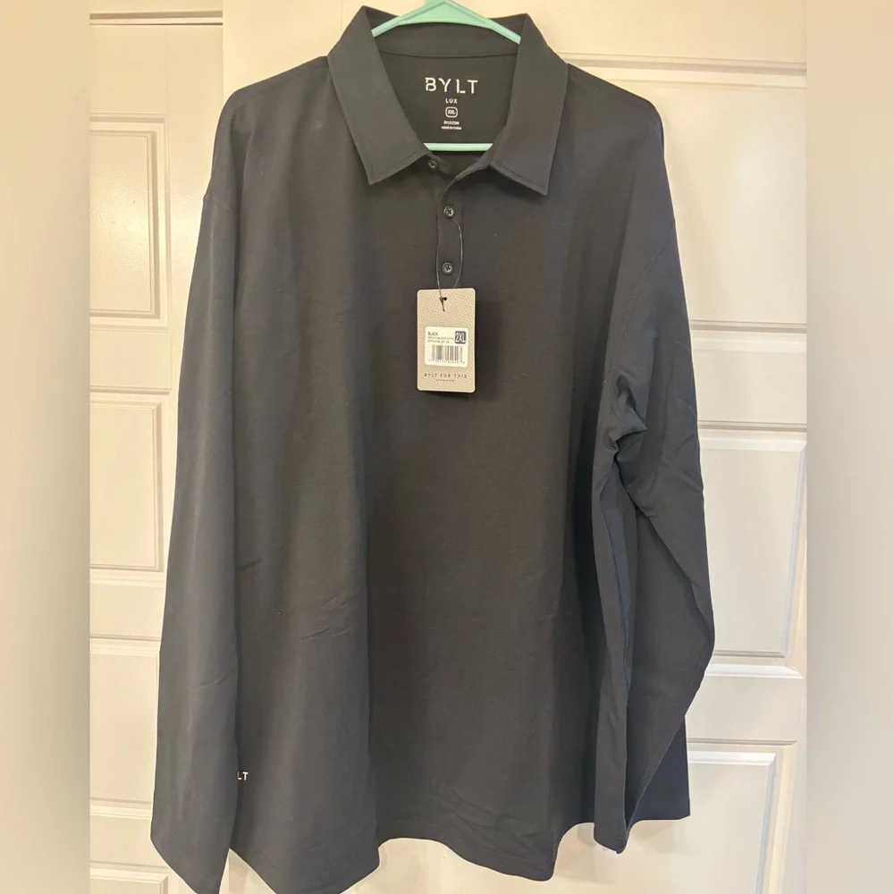 BYLT Basics Black LUX Long Sleeve Polo - Picture 3 of 5